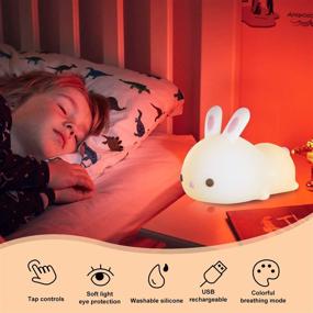 img 2 attached to Cute Bunny Kids Night Light: Color Changing Silicone Lamp, Perfect Gifts for Kids