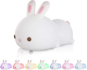img 4 attached to Cute Bunny Kids Night Light: Color Changing Silicone Lamp, Perfect Gifts for Kids