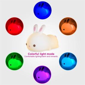 img 1 attached to Cute Bunny Kids Night Light: Color Changing Silicone Lamp, Perfect Gifts for Kids