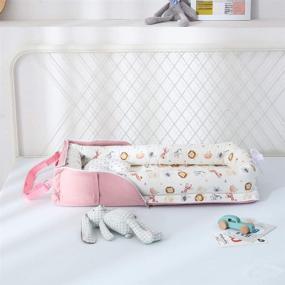 img 1 attached to 👶 Premium Baby Nest Bed with Bag, Animals World Design for Co-Sleeping and Sharing, Bigger Size (0-24 Months) - Breathable & Hypoallergenic Portable Crib