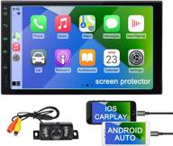 🚗 7 inch touchscreen double din car stereo with apple carplay, android auto, backup camera, bluetooth, fm radio, mirror link, and wifi support - ideal for spotify integration and enhanced car audio experience logo