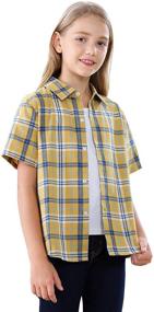 img 2 attached to Charming Button Checkered Toddler Girls' Tops, Tees & Blouses: Adorable Little Sleeves!
