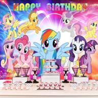 🦄 my little pony birthday party supplies: photography backdrops, banners, rainbow stars, cartoon princess girls decoration backgrounds for photography studios logo