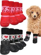 🐾 8 pieces dog socks with straps rubber sole non slip grippers paw protectors outdoor waterproof socks boots for hardwood floors paw protectors - small medium dogs cats логотип