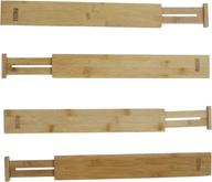 bamboo drawer divider set: adjustable utensil organizer for kitchen, dresser, bathroom - 4 packs 17.3~22 x 2.6 x 0.67 inches logo