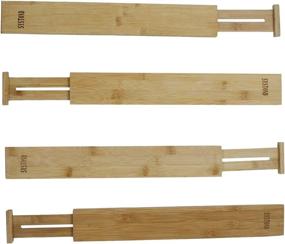 img 4 attached to Bamboo Drawer Divider Set: Adjustable Utensil Organizer for Kitchen, Dresser, Bathroom - 4 Packs 17.3~22 x 2.6 x 0.67 inches