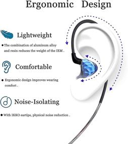 img 1 attached to 🎧 IKKO Gems OH1S: Top-notch Wired Earbuds Headphones with Noise-Isolating IEM Earphones and MMCX Detachable Cables in Blue