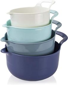 img 4 attached to 🥣 COOK WITH COLOR Mixing Bowls - 4 Piece Set, Ombre Blue, Pour Spouts and Handles