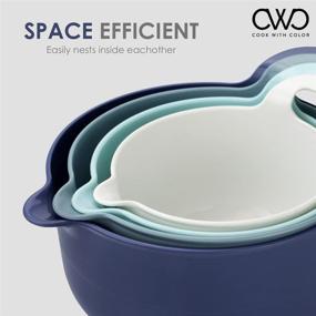 img 3 attached to 🥣 COOK WITH COLOR Mixing Bowls - 4 Piece Set, Ombre Blue, Pour Spouts and Handles