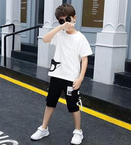 img 3 attached to 👕 Comfortable Sleeve T Shirt Shorts for Boys: Perfect Summer Clothing