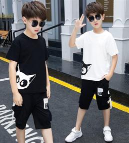 img 2 attached to 👕 Comfortable Sleeve T Shirt Shorts for Boys: Perfect Summer Clothing