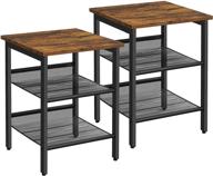 vasagle nightstand set of 2: adjustable mesh shelves, industrial style, easy assembly - rustic brown and black логотип