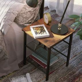 img 3 attached to VASAGLE Nightstand Set of 2: Adjustable Mesh Shelves, Industrial Style, Easy Assembly - Rustic Brown and Black