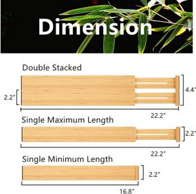 img 3 attached to 🗂️ Enhance Organization with Popin Lover Drawer Adjustable Dividers Bamboo Separators – 4-pack for Kitchen, Bedroom, Bathroom, Dresser, Baby Drawers & Closet Office (17-22inch)