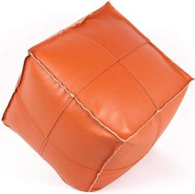 img 3 attached to 🪑 Versatile Faux Leather Pouf for Living Room: Ottoman Square Pouf, Moroccan Foot Rest Footstool, Unstuffed Pouffe Extra Floor Seat Chair 16"x16"x16