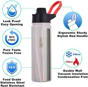 img 2 attached to Premium Sports Water Bottle: Vacuum-Insulated Stainless Steel Flask with Wide Mouth, Leak-Proof Straw Lid, Arthritis Friendly Cap, and Wide Handle - 22oz/650ml (Pearl)