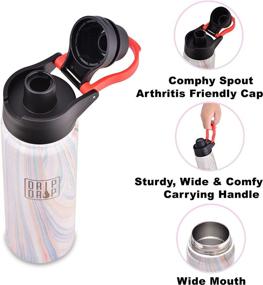 img 3 attached to Premium Sports Water Bottle: Vacuum-Insulated Stainless Steel Flask with Wide Mouth, Leak-Proof Straw Lid, Arthritis Friendly Cap, and Wide Handle - 22oz/650ml (Pearl)