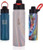 premium sports water bottle: vacuum-insulated stainless steel flask with wide mouth, leak-proof straw lid, arthritis friendly cap, and wide handle - 22oz/650ml (pearl) логотип