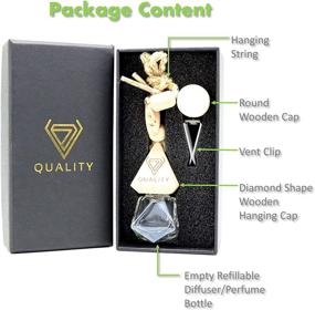 img 1 attached to 🚗 V-Quality 7ml Refillable Car Essential Oil Diffuser - Clear Glass Bottle with Wooden Caps - Vent Clip and Hanging String for Freshener and Decor
