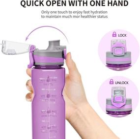 img 2 attached to 🚴 HSicily 32oz Leakproof Water Bottle with Time Marker | Motivational Fitness Sports Bottle | Drinking Reminder BPA Free Jug for Gym, Bike, Yoga, Running