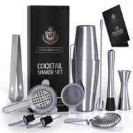 🍸 vinobravo 11-piece bartender kit: boston cocktail shaker bar set with weighted shaker tins, strainer set, jigger, bar spoon, muddler, tong, pourers & recipe guide (silver) logo