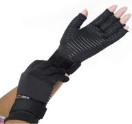 adjustable copper-infused fingerless compression gloves for hand pain relief - aid recovery, increase blood flow, reduce pain - suitable for women and men (small/medium) - ideal for fitness логотип