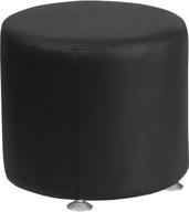 🪑 hercules alon series black leathersoft round ottoman - 18" diameter | stainless steel base logo