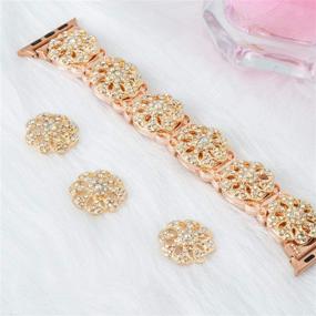 img 1 attached to TILON Cute DIY Apple Watch Band: Stylish Handmade Rhinestone Bracelet for Apple Watch 38/40mm Series 5 4 3 2 1 - Floral Design with Removable Snaps - Perfect for Ladies and Girls