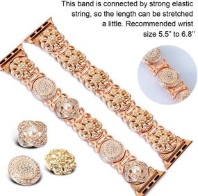 img 2 attached to TILON Cute DIY Apple Watch Band: Stylish Handmade Rhinestone Bracelet for Apple Watch 38/40mm Series 5 4 3 2 1 - Floral Design with Removable Snaps - Perfect for Ladies and Girls