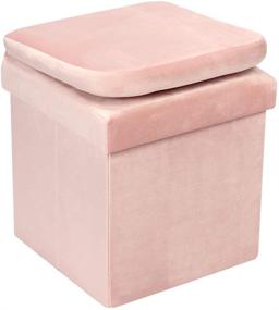 img 2 attached to 🎀 Pink Velvet Ottoman Storage Chair: B FSOBEIIALEO Storage Ottoman with Seat Back – Efficient Vanity, Desk, and Toy Chest Solution