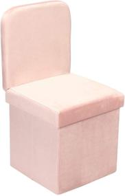 img 4 attached to 🎀 Pink Velvet Ottoman Storage Chair: B FSOBEIIALEO Storage Ottoman with Seat Back – Efficient Vanity, Desk, and Toy Chest Solution