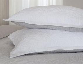 img 2 attached to 🌸 White King Size Meadow Park Matelasse Duvet Cover Set made of 100% Cotton, Pre-Washed, Soft & Cozy, Woven Jacquard Textured with Modern Geo Design - Enhance your Bedroom with this Bedding Set