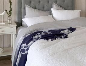 img 3 attached to 🌸 White King Size Meadow Park Matelasse Duvet Cover Set made of 100% Cotton, Pre-Washed, Soft & Cozy, Woven Jacquard Textured with Modern Geo Design - Enhance your Bedroom with this Bedding Set