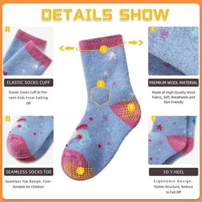 img 1 attached to Thick Thermal Wool Socks for Kids - 6 Pairs of Warm Winter Crew Socks for Toddlers, Girls, and Boys