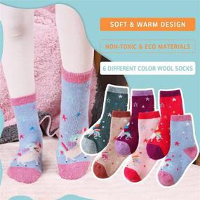 img 2 attached to Thick Thermal Wool Socks for Kids - 6 Pairs of Warm Winter Crew Socks for Toddlers, Girls, and Boys