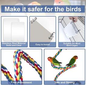 img 2 attached to Geuosy 2pcs Bird Mirror with Rope Perch and Swing Toys - Ideal for Cockatiel, Parakeet, Conure, Lovebirds, Finch, Canaries, and Small Parrots