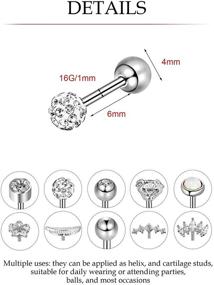 img 3 attached to Jovitec Stainless Barbell Cartilage Piercings Women's Jewelry