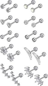 img 4 attached to Jovitec Stainless Barbell Cartilage Piercings Women's Jewelry