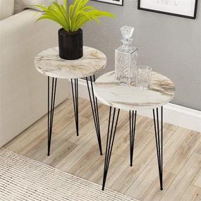 img 4 attached to 📦 PAK HOME Set of 2 White Marble END Tables