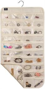 img 3 attached to Brotrade HJO80 Beige Hanging Jewelry Organizer - 80 Pocket Organizer for Jewelry Storage