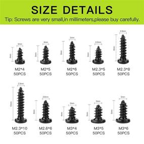 img 3 attached to 🔩 500-Piece Set of Multi Purpose Self Tapping Screws for Computer and Glasses Repair - 10 Sizes, M2 M2.3 M2.6 M3 - Philips Rounded Head Screws