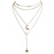 🌙✨ многослойные ожерелья с подвесками от jovono boho: трендовые украшения с кристальной луной и звездой для женщин и девочек (золото) логотип