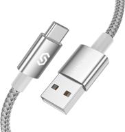 🔌 кабель syncwire usb c 3a быстрой зарядки, [2 шт 6.6 фута] высококачественный обтянутый нейлоном usb-a кабель для зарядки type-c для samsung galaxy, lg, sony - сплав серебряного цвета логотип