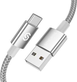 img 4 attached to 🔌 Кабель Syncwire USB C 3A быстрой зарядки, [2 шт 6.6 фута] высококачественный обтянутый нейлоном USB-A кабель для зарядки Type-C для Samsung Galaxy, LG, Sony - сплав серебряного цвета