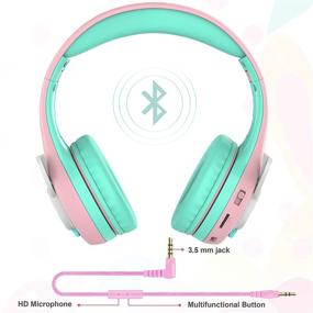 img 1 attached to Riwbox RB-7S Rabbit Kids Headphones Wireless, LED Light Up Bluetooth Over Ear Headset Volume Limited Safe 75dB/85dB/95dB with Mic and TF-Card, Children Headphones for Girls Boys in Pink and Green