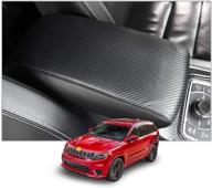 cdefg carbon fiber center console cover armrest lid pad support for grand cherokee 2011-2021 (latest edition) logo