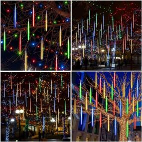 img 3 attached to 🎄 Joycabin Waterproof Christmas Lights - Meteor Shower Rain Light with 192 LEDs, 8 Tube 11.8inch Icicle String Lights for Holiday Party Wedding Christmas Tree Decoration (Multicolor)