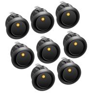 apiele rocker toggle switch dc 12v 20a on-off with dot light spst 3 pins 2 position 8pcs kcd2-102n (yellow) logo