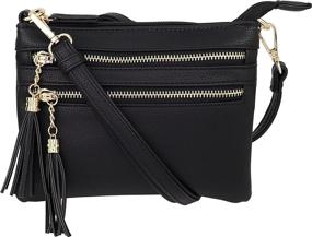 img 4 attached to 👜 Stylish Multi-Zipper Crossbody Handbag with Tassel Accents: Women's Essential in Crossbody Bags
