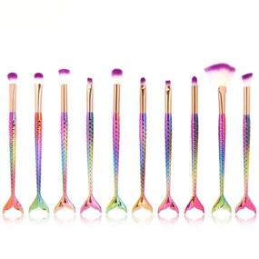 img 3 attached to 🏻 Mermaid Eye Makeup Brushes Set - Tenmon 10 Pcs Professional Eyeshadow Brushes with Soft Synthetic Hairs for Eyeshadow, Concealer, Eyeliner, Brow Blending, and Highlighter Brush Tool